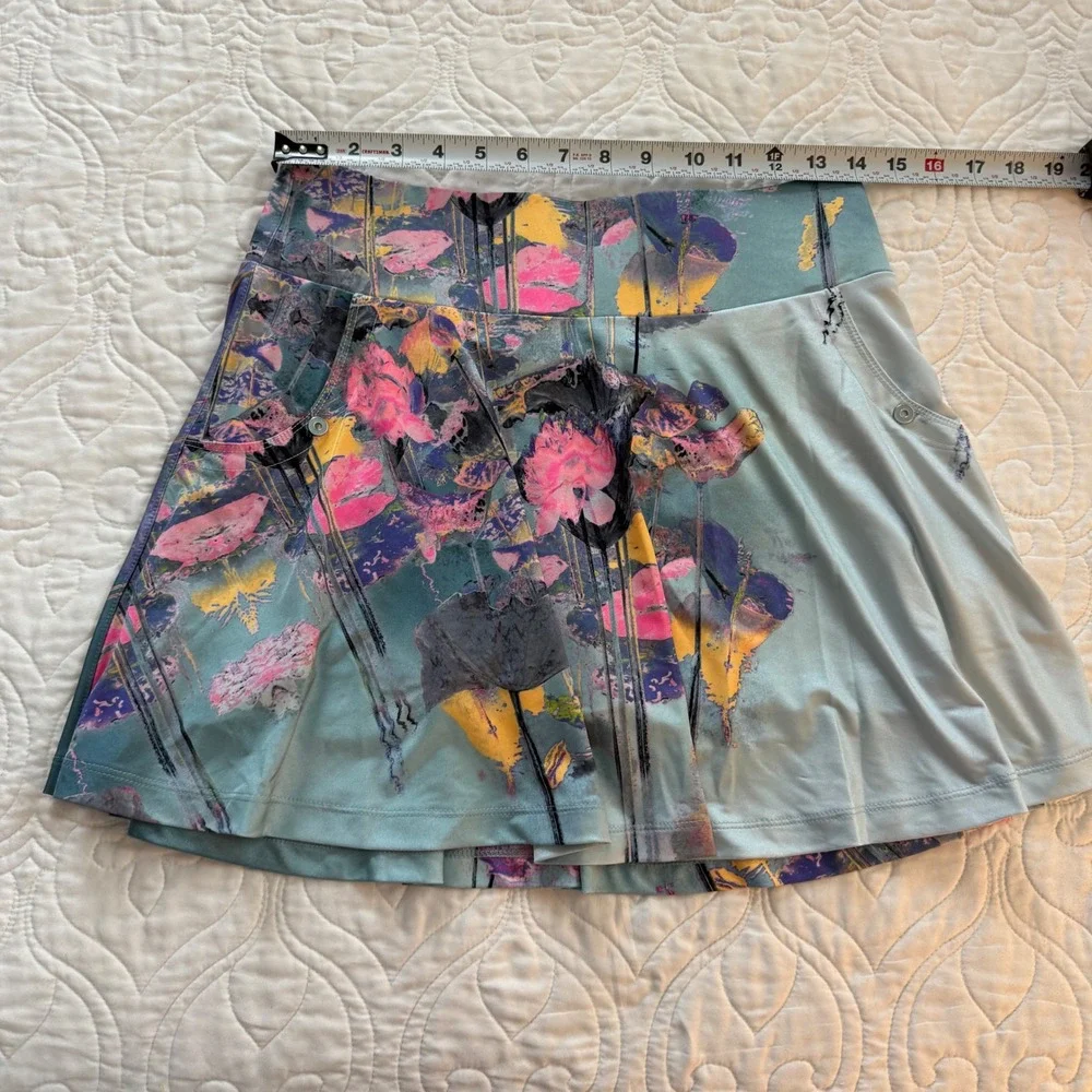 Jamie Sadock Teal Pink‎ Artistic Floral Print Sporty Golf Skort Women's 6 EUC